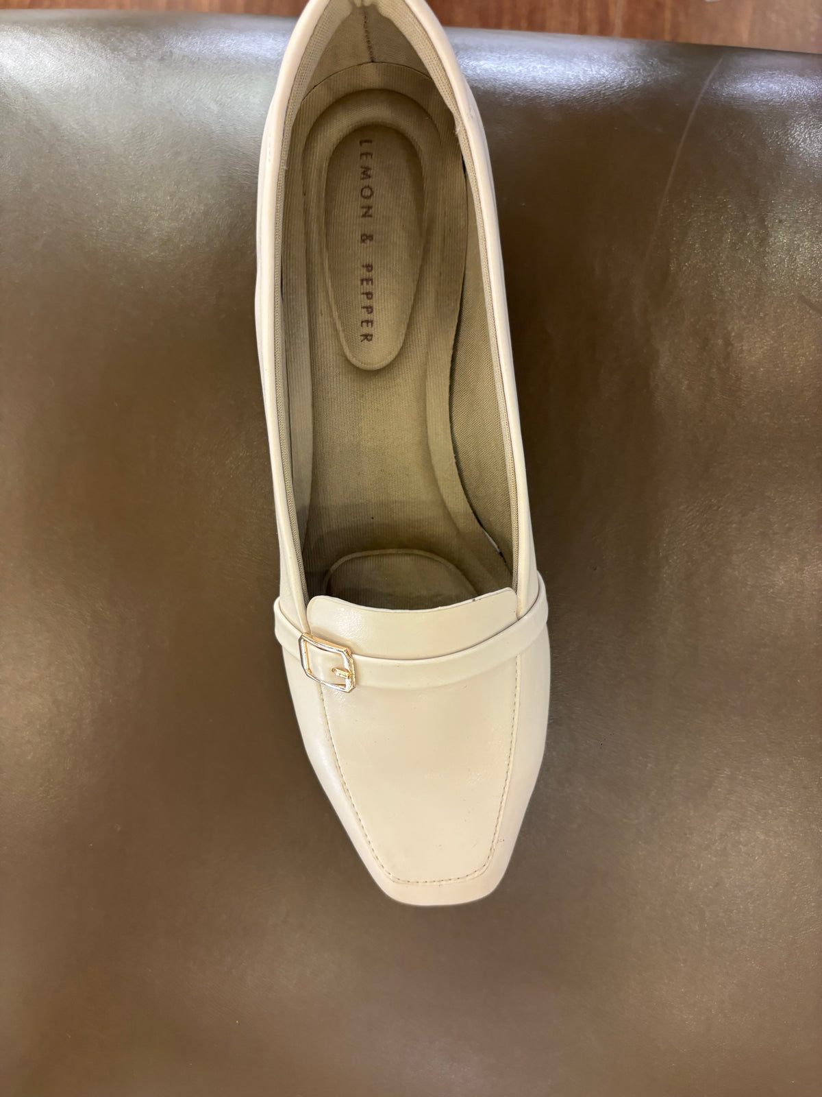 Paris Buckled Mid Heel Formal Loafers in Off White - The Heels India
