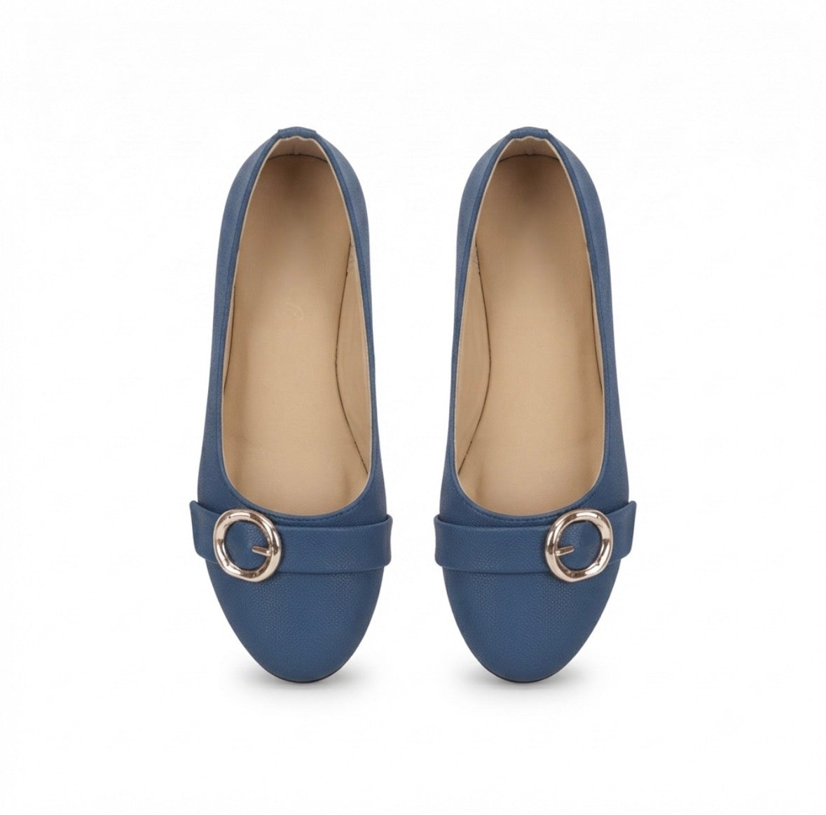 Pearl Cushioned Classic Buckle Vegan Ballerinas