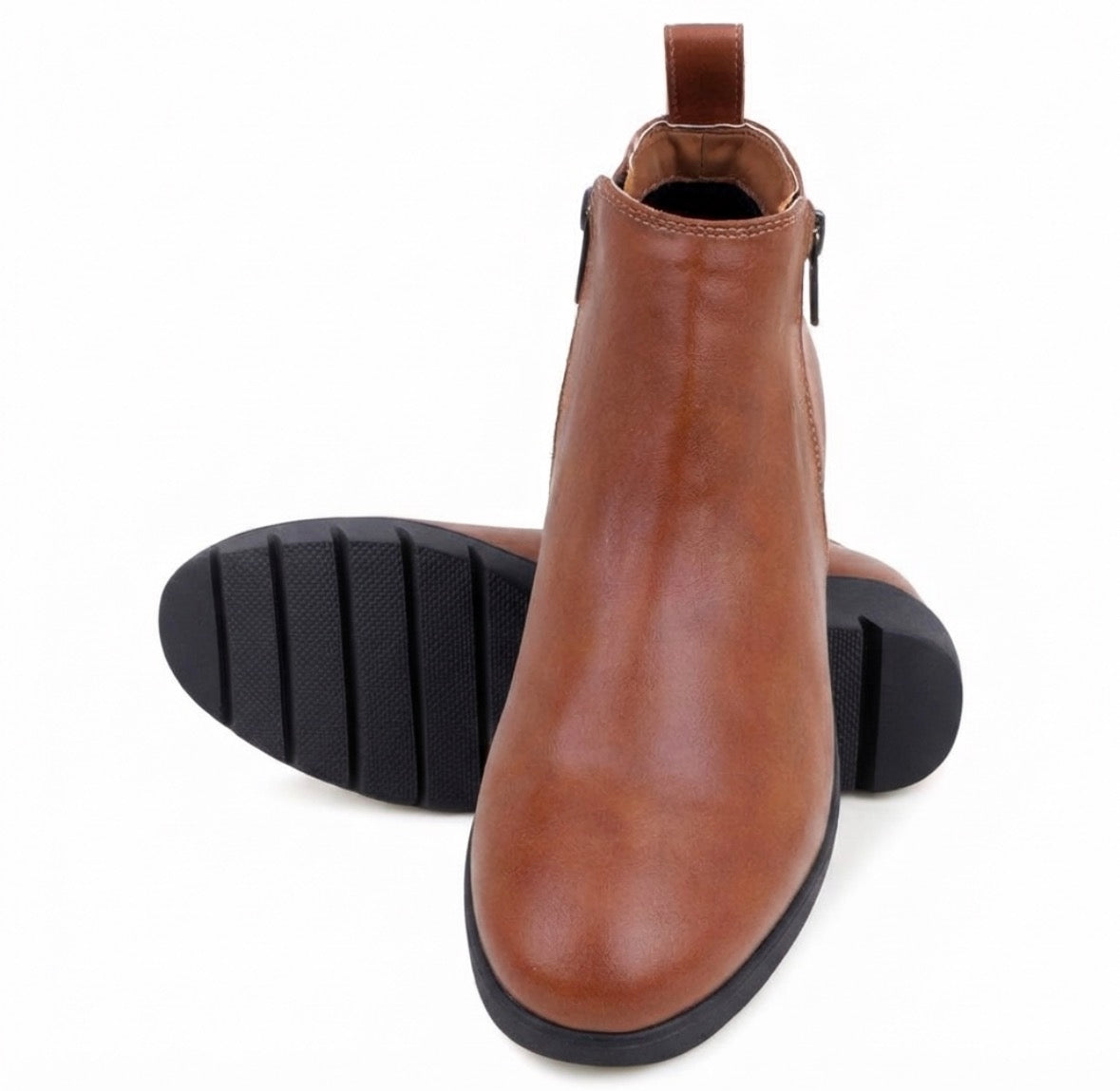 Liza Vegan Wedge Heel Ankle Boots in Tan - The Heels India