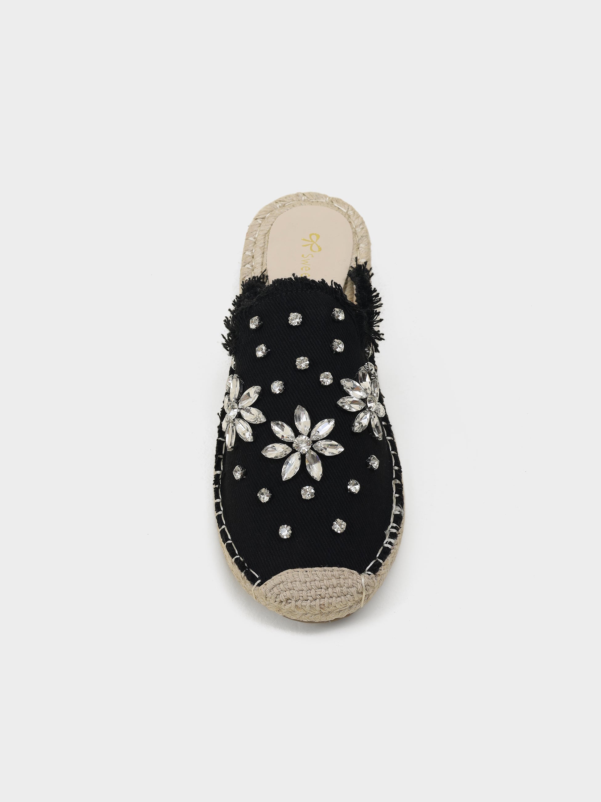 Riva Embellished Jute Slip On Mules