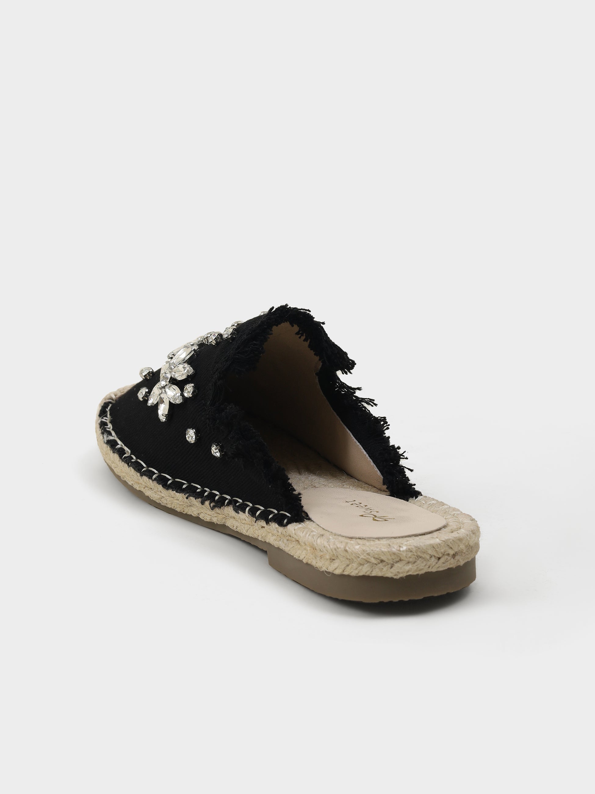 Riva Embellished Jute Slip On Mules