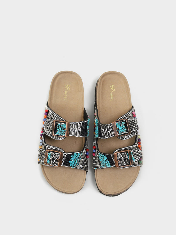 Lunara Strappy Embellished Sliders