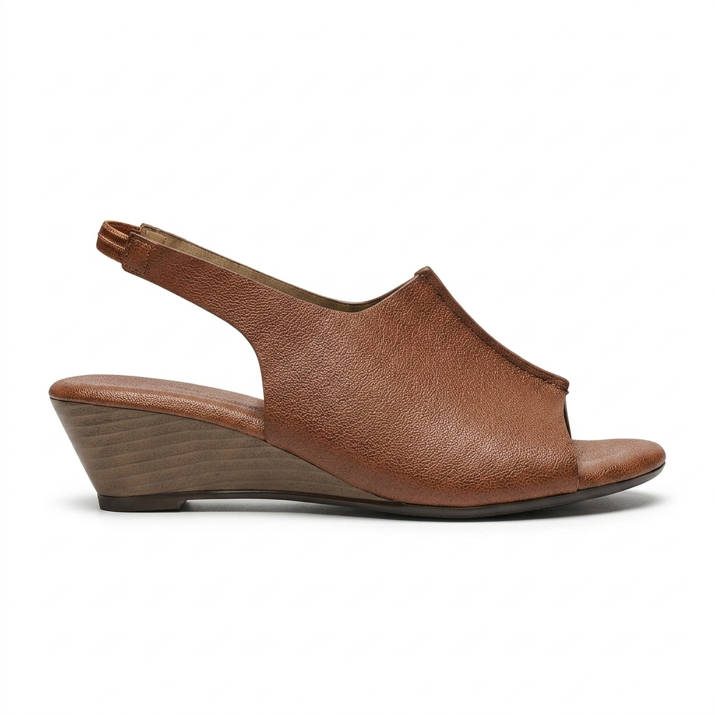 Meridian Back Elastic Peep Toe Wedge Heels