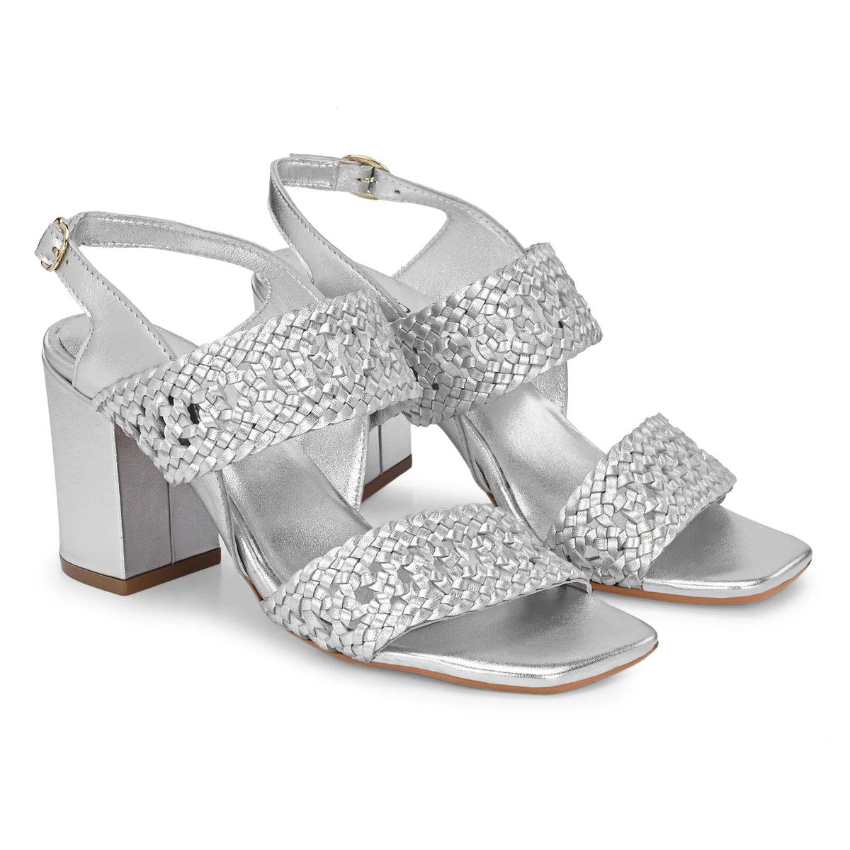 NOOR Premium Leather Hand Woven Block Heels