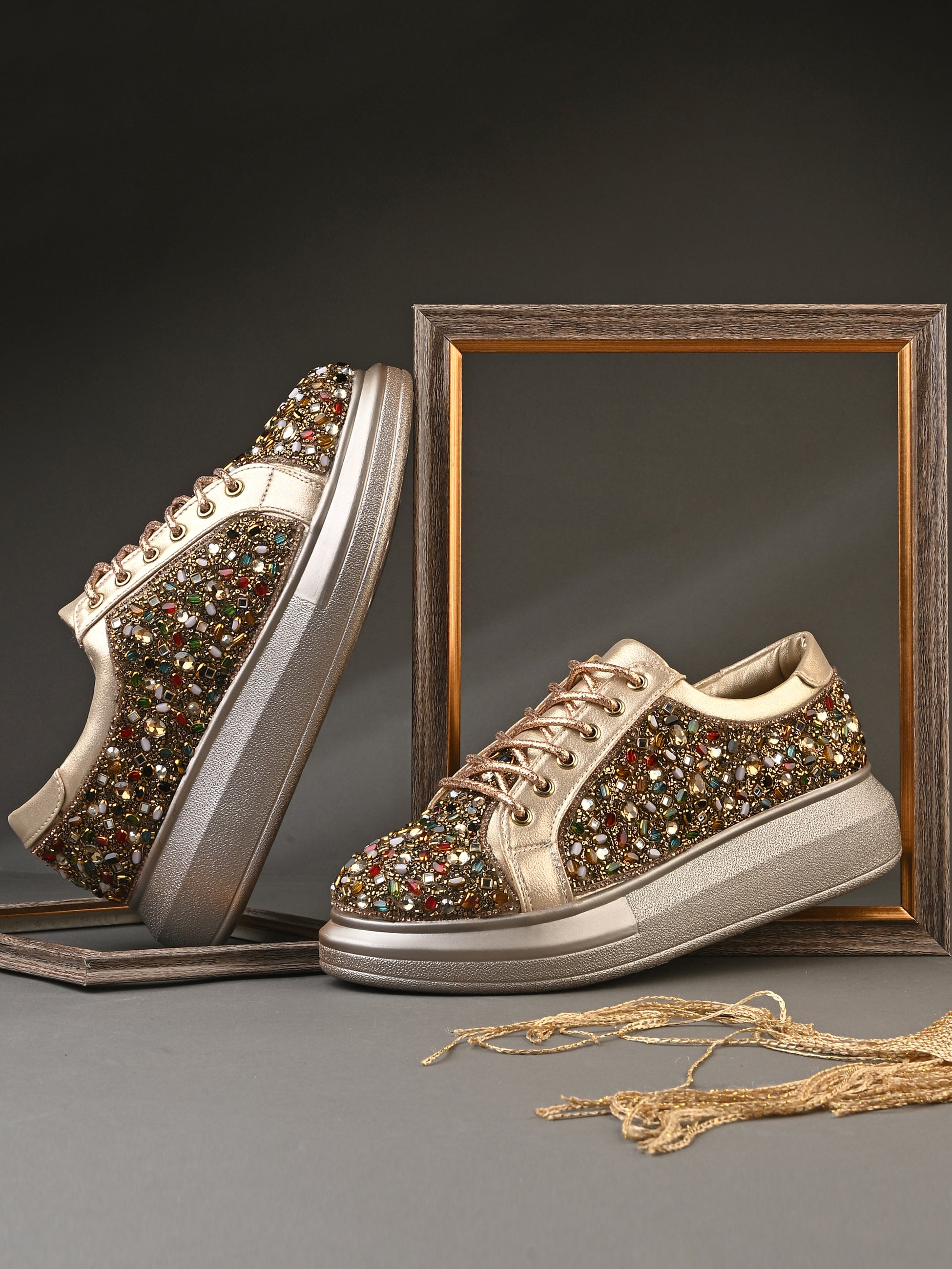 ELARIA MAISON Chunky Bridal Embellished Sneakers