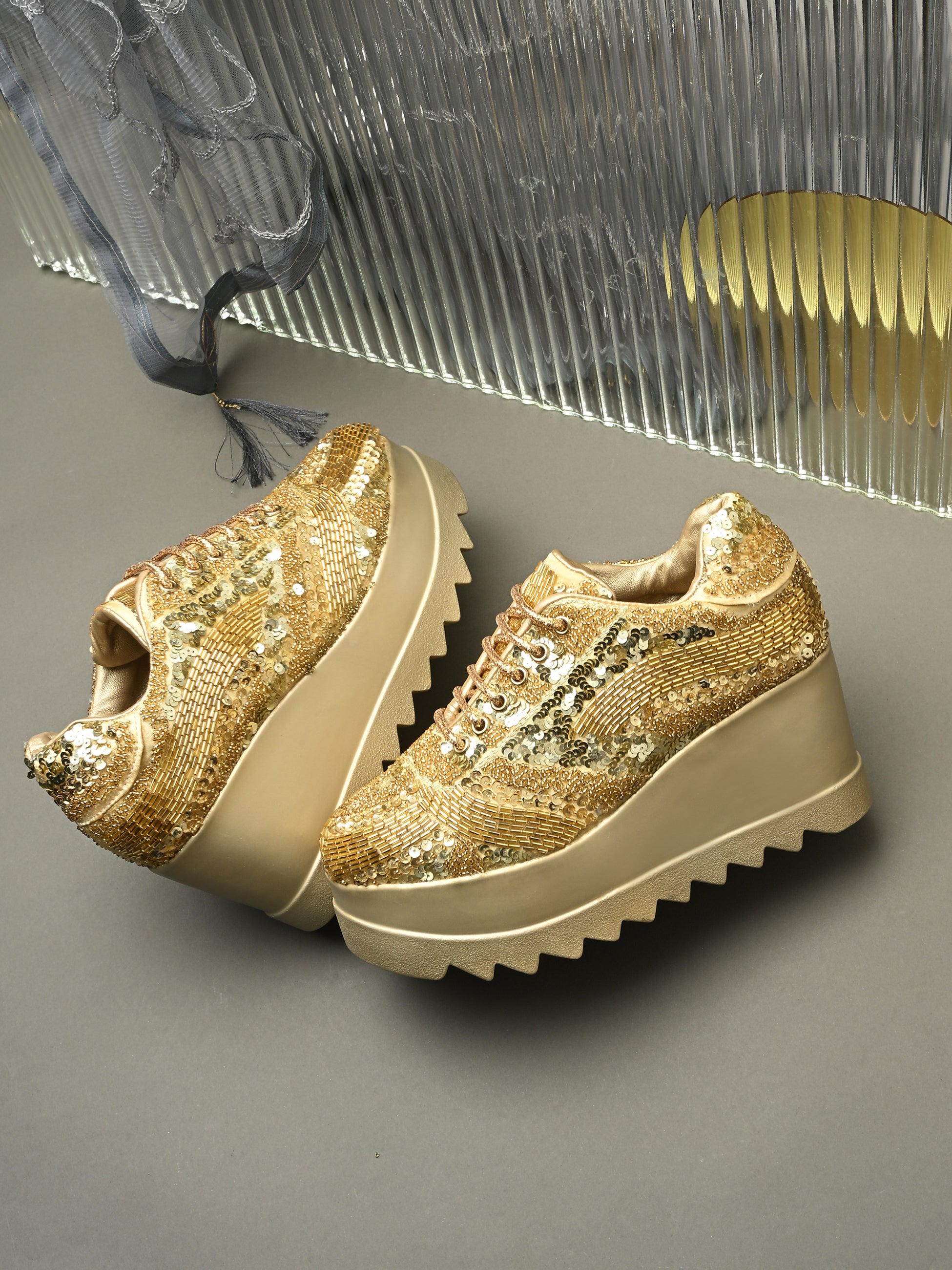 MEHRIYA LUXE Chunky Bridal Embellished Sneakers