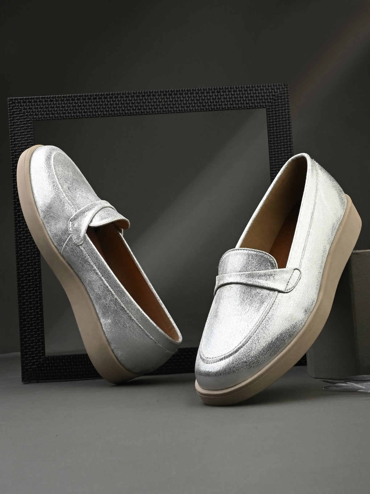 Darcy Shimmer Leather Slip On Loafers
