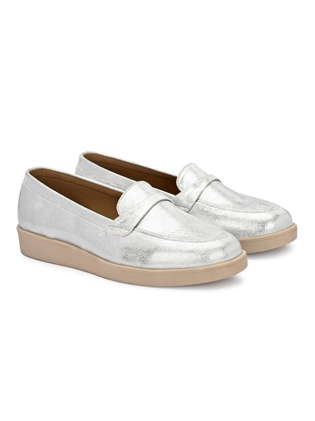 Darcy Shimmer Leather Slip On Loafers