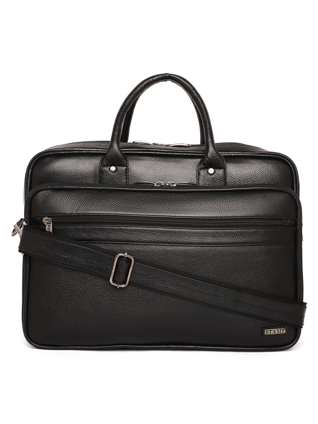 Black Leather Portfolio Office / Laptop Bags ZP12103