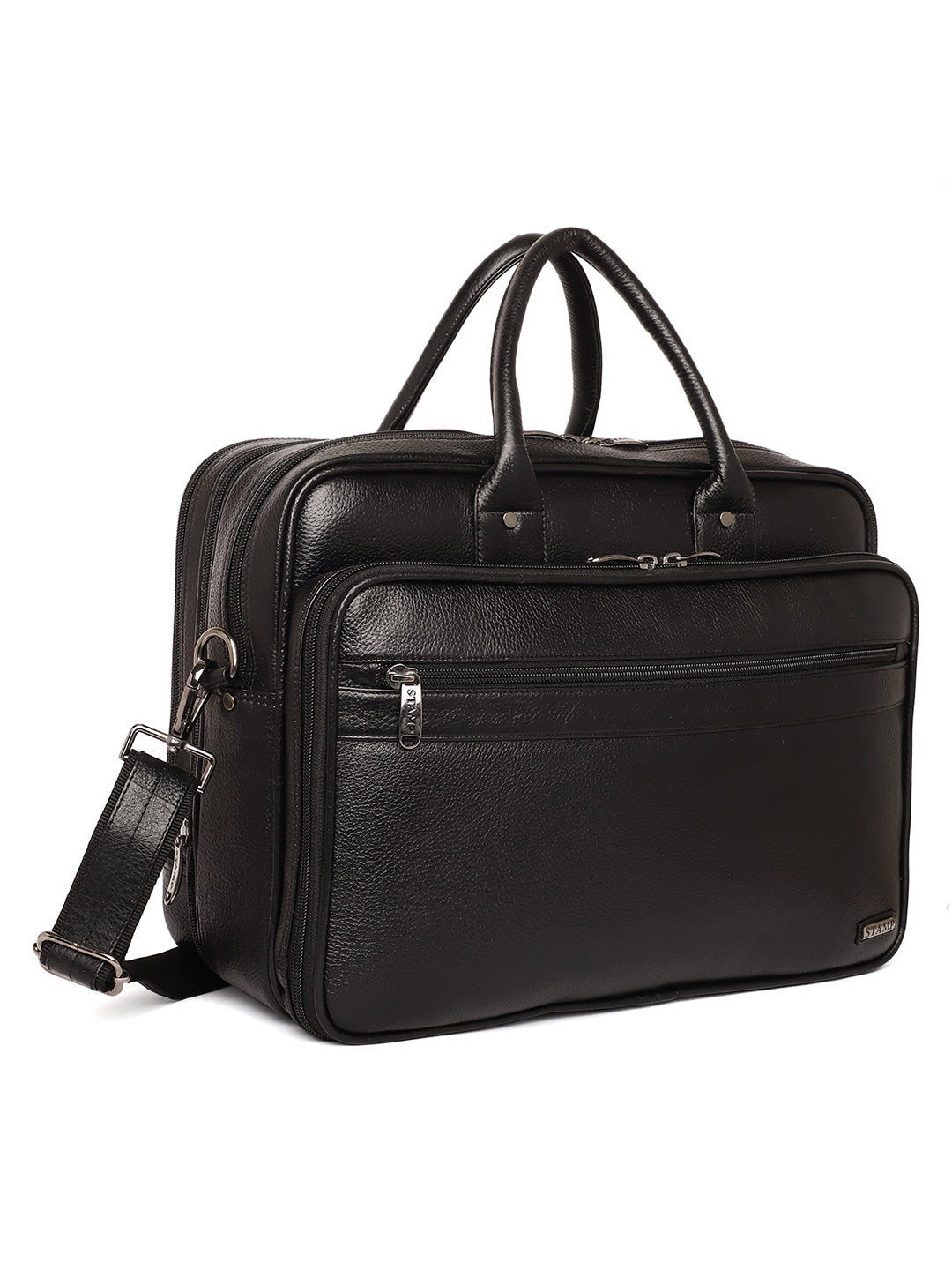 Black Leather Portfolio Office / Laptop Bags ZP12103