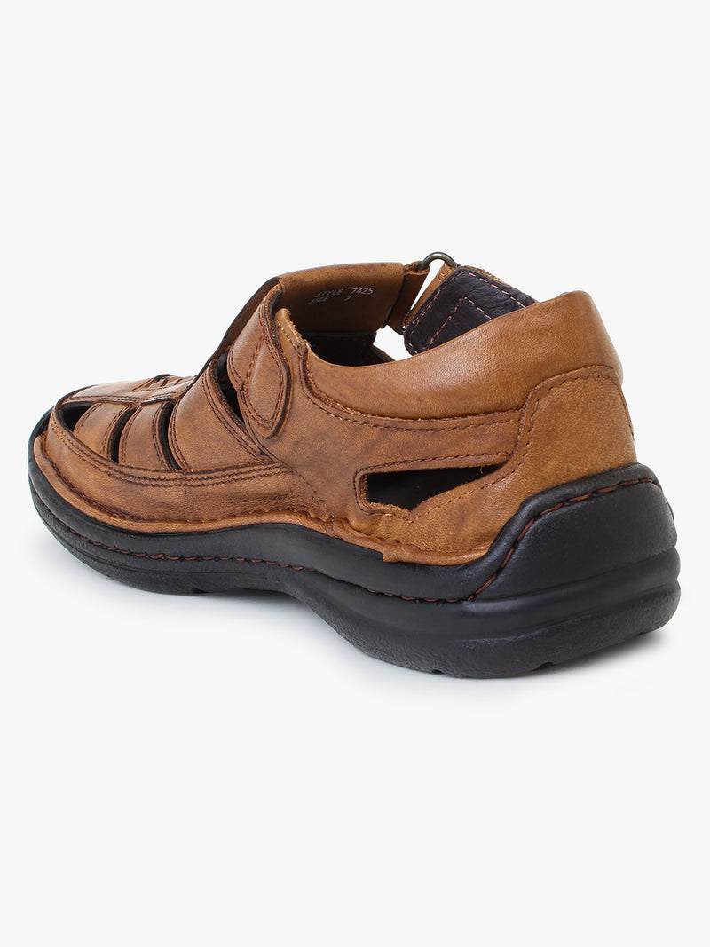 Kieran Tan Leather Sandals - The Heels India