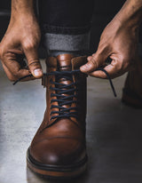 Hudson Cognac Leather Boots - The Heels India