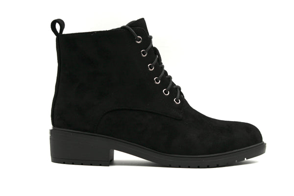 Hazel Black Suede Ankle Lace Boots