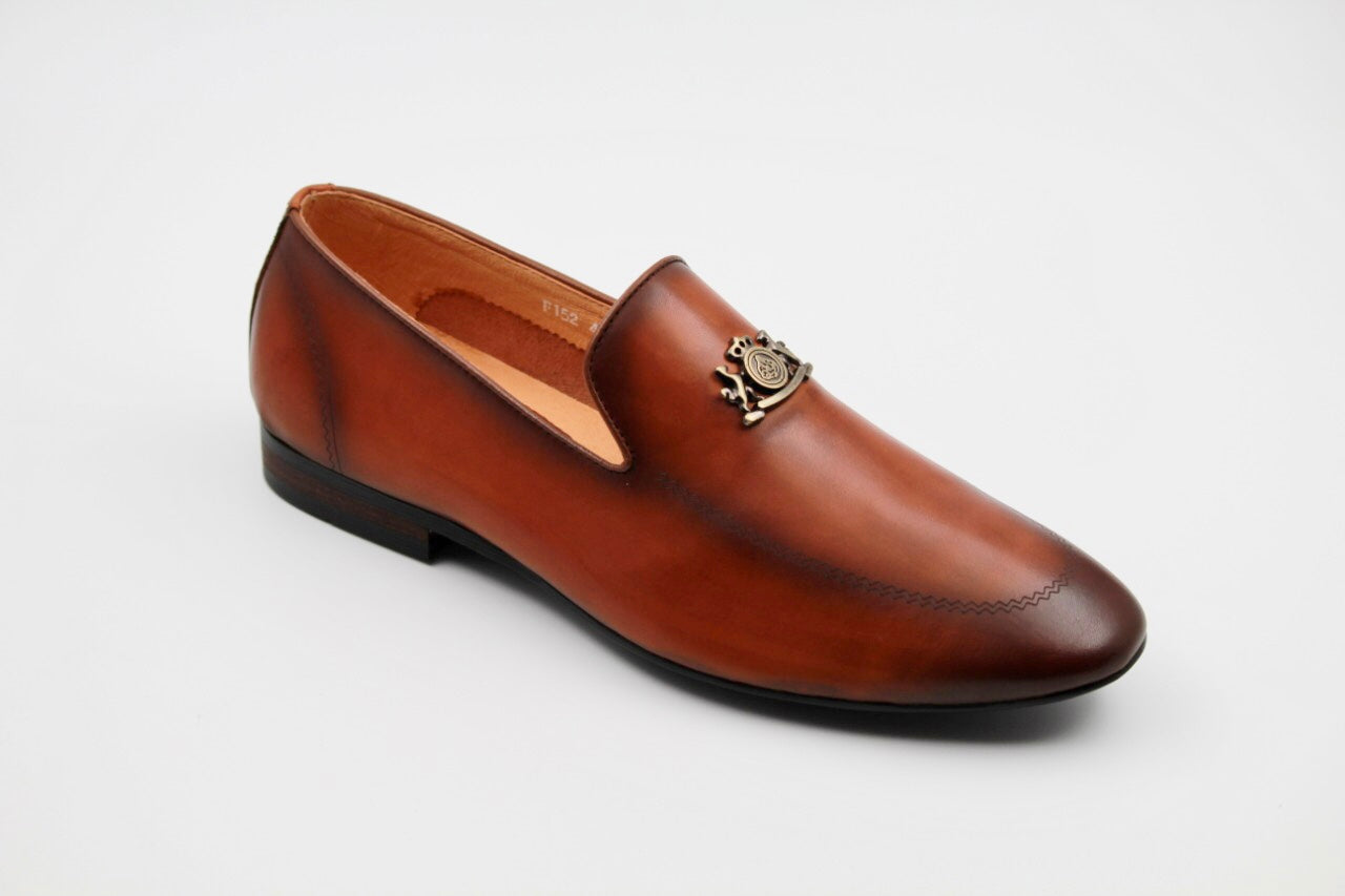 Elliot Tan Crown Slip-ons - The Heels India