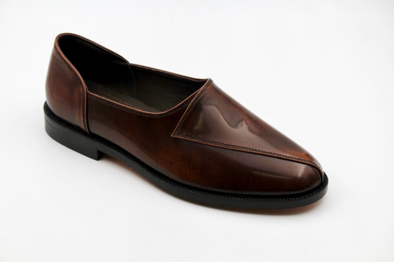 Mirabel Brown Leather Sole Ethnic shoes - The Heels India