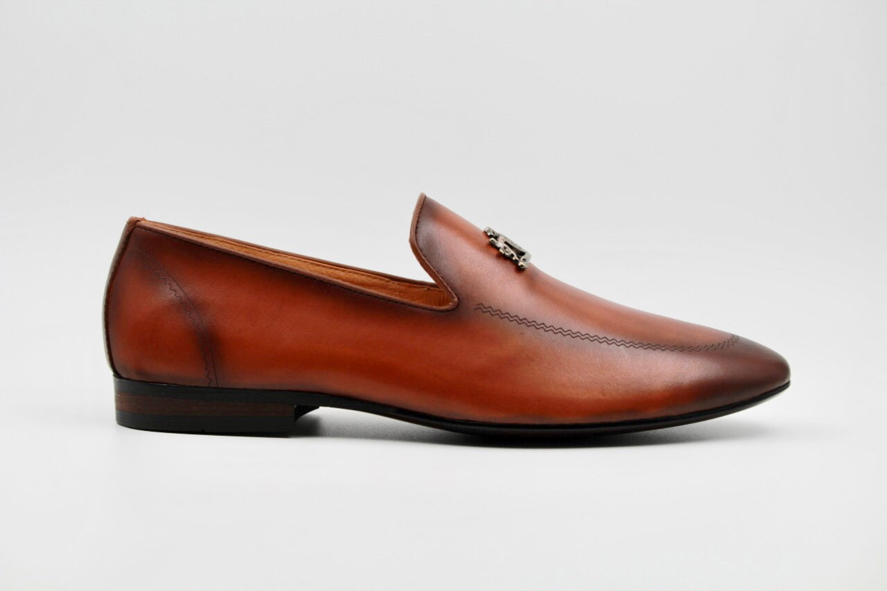 Elliot Tan Crown Slip-ons - The Heels India