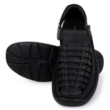 Jasper Black Leather Sandals - The Heels India