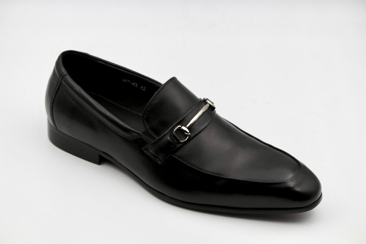 Winona Black Leather Buckle Mocassins - The Heels India