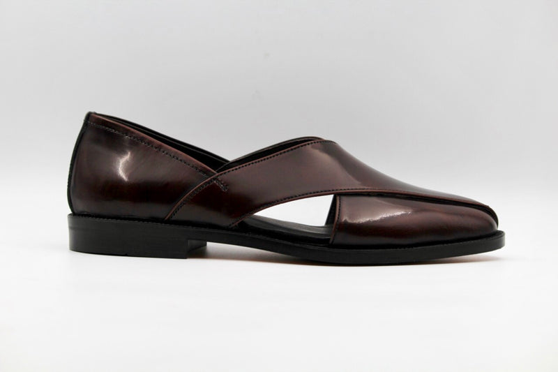 Ophelia Cherry Leather Roman Sandals - The Heels India