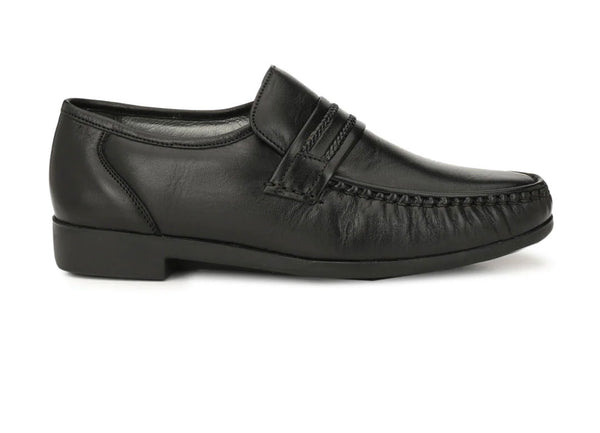 Angelo Black Leather Formal Cushion Loafers
