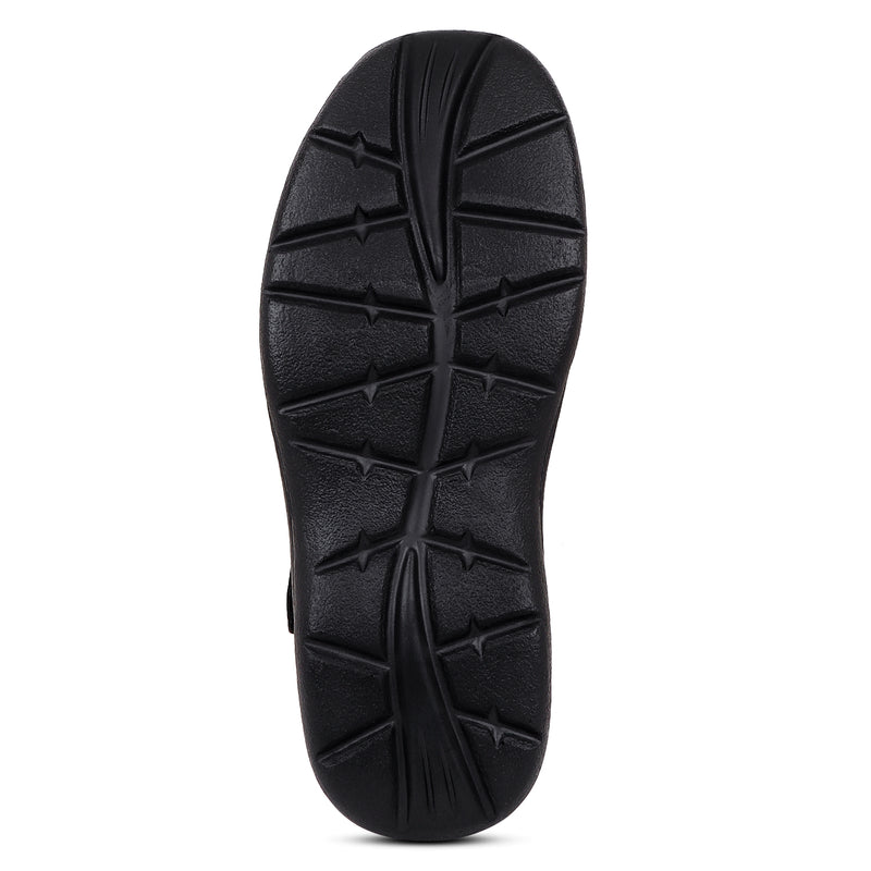 Jasper Black Leather Sandals - The Heels India