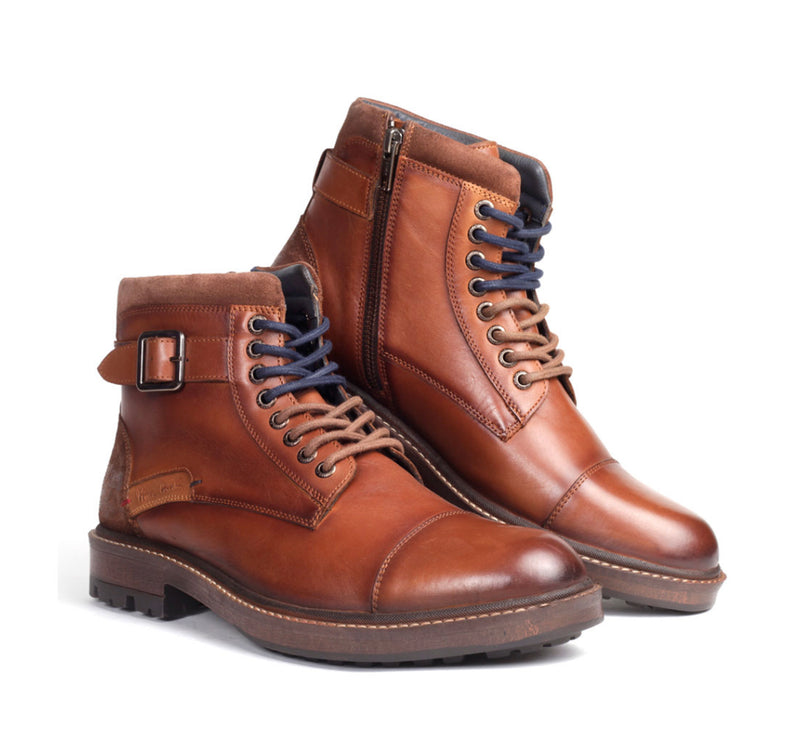 Hudson Cognac Leather Boots - The Heels India